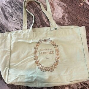 Ladurée Mint Green Canvas Tote Bag has a few stains otherwise GUC